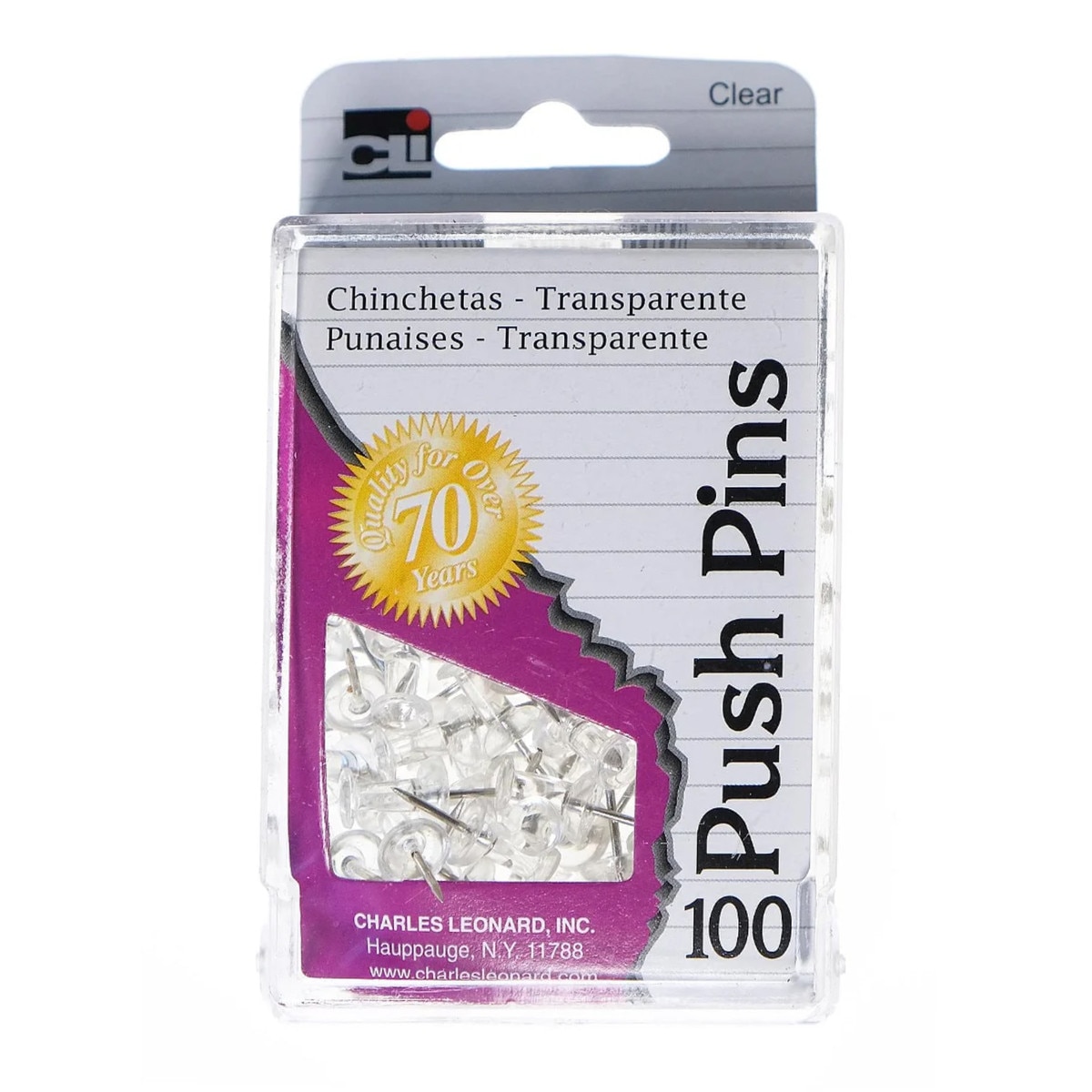 Clear Push Pin 100 Count